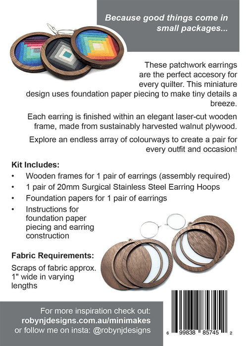 Circle Patchwork Earrings Kit and Pattern