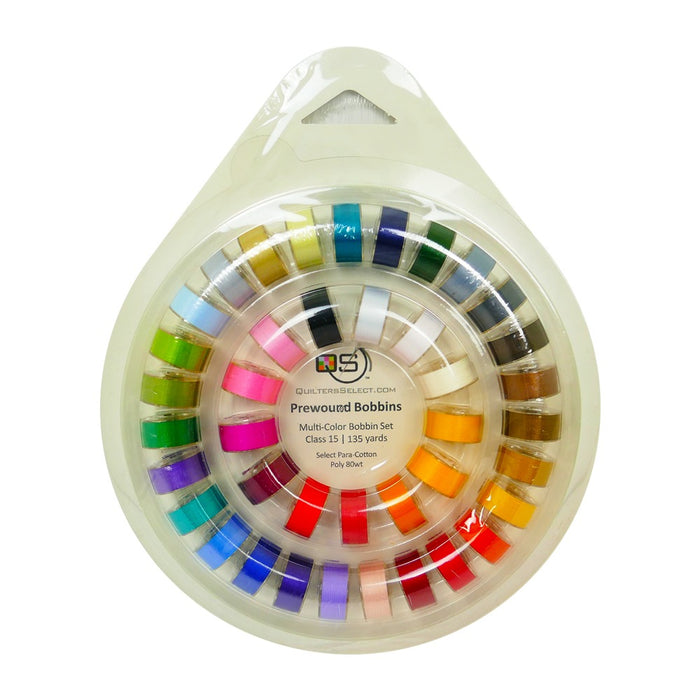 Prewound Class 15 Bobbins 40ct With Bobbin Ring in Multi Colors