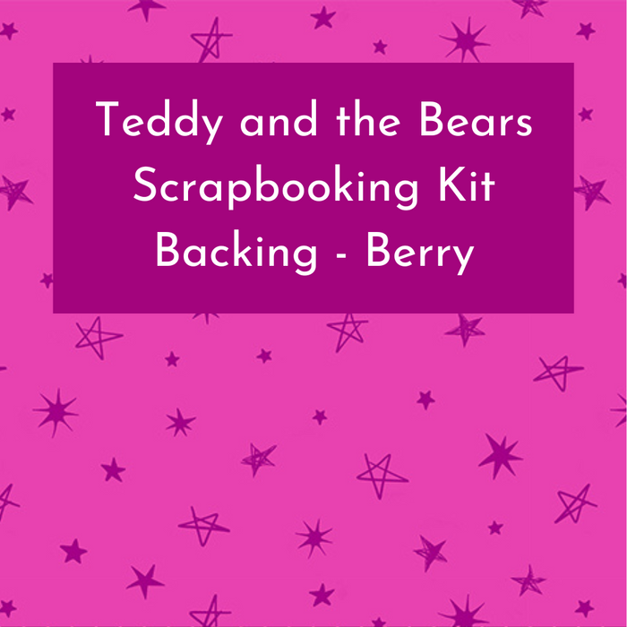 Teddy and the Bears Scrapbooking Quilt Backing in Berry