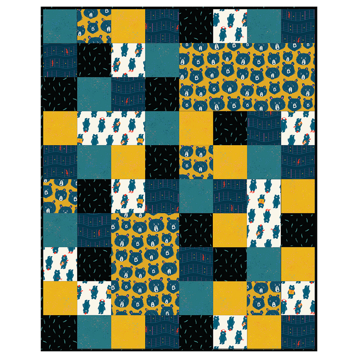 Teddy and the Bears Charming Quilt Kit in Goldenrod