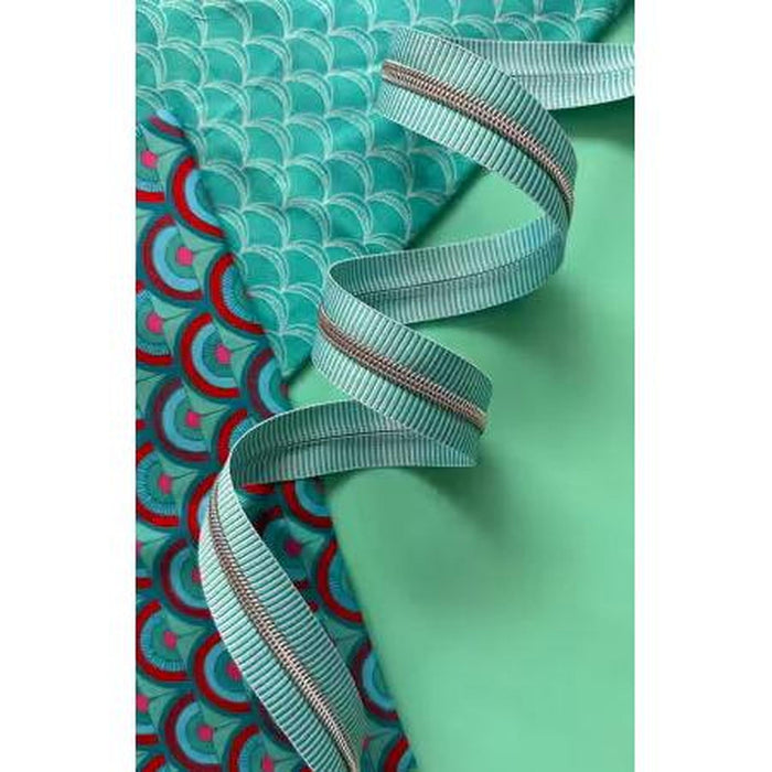 Zipper -Teal Stripe Tape with Nickel Teeth #5