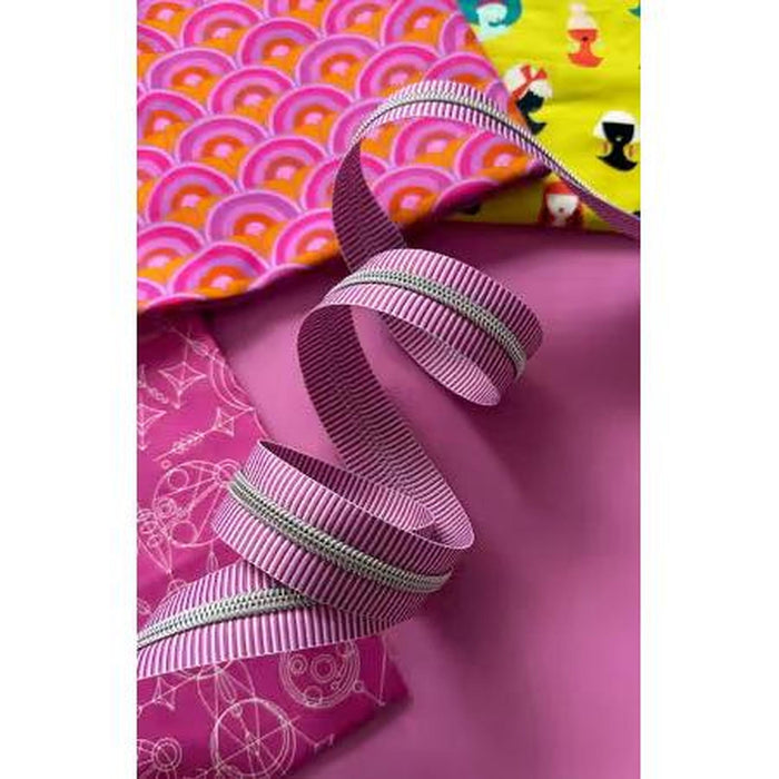 Zipper - Purple Stripe Tape with Nickel Teeth #5