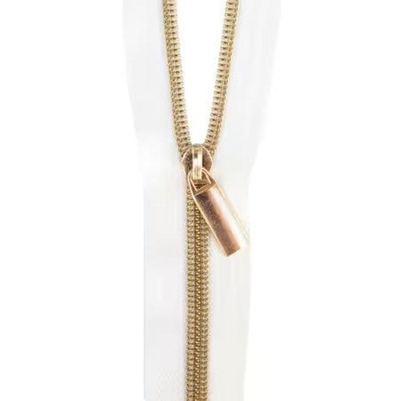 White #5 Zipper - 30 inches with 2 Zipper Pulls | Multiple Finishes