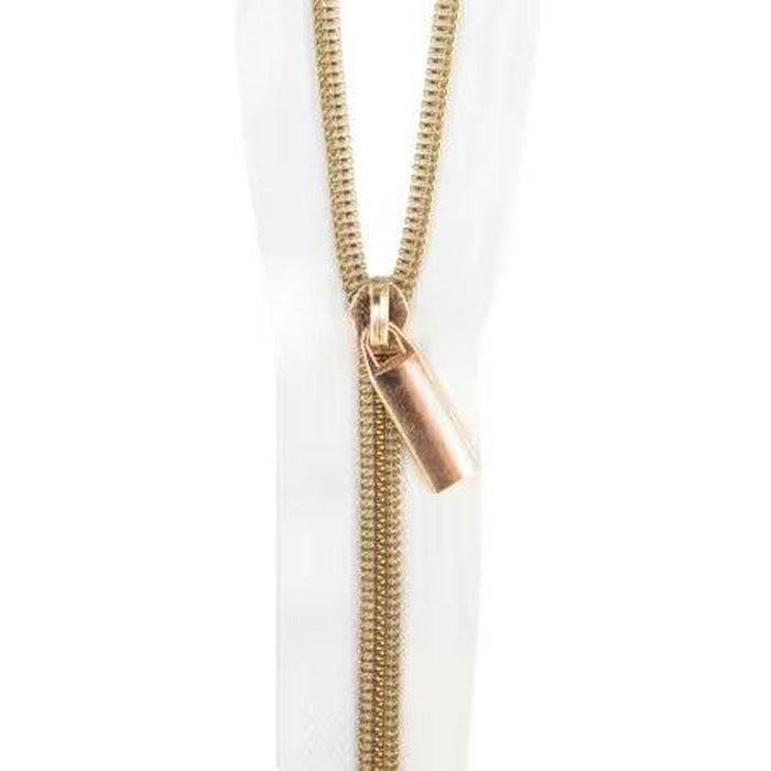 White #5 Zipper - 30 inches with 2 Zipper Pulls | Multiple Finishes