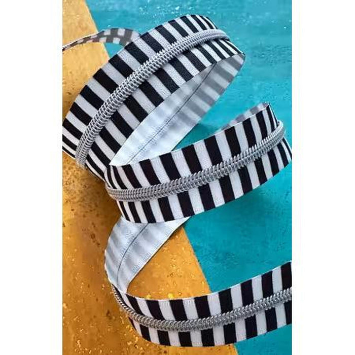 Zipper - Wide Black Stripe Tape with Nickel Teeth #5