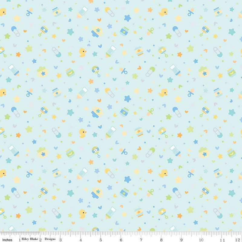 Designer Flannel by Doodlebug Design - Binkies And Bottles: Sky