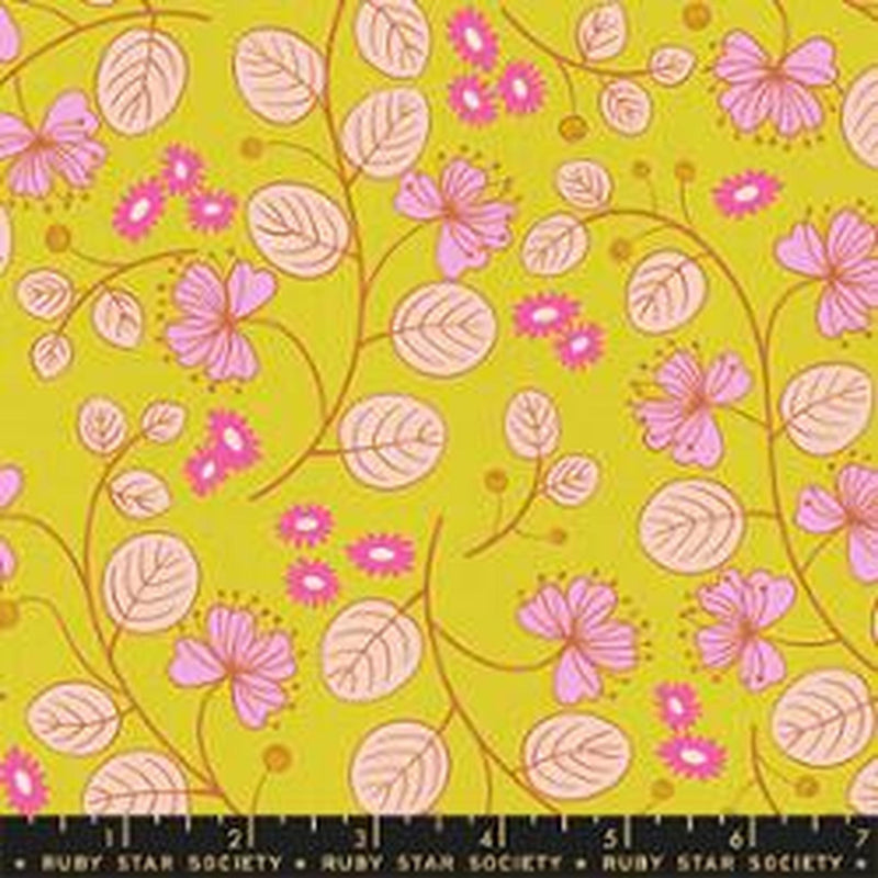 Lofi Linens - Caper Florals - Citron