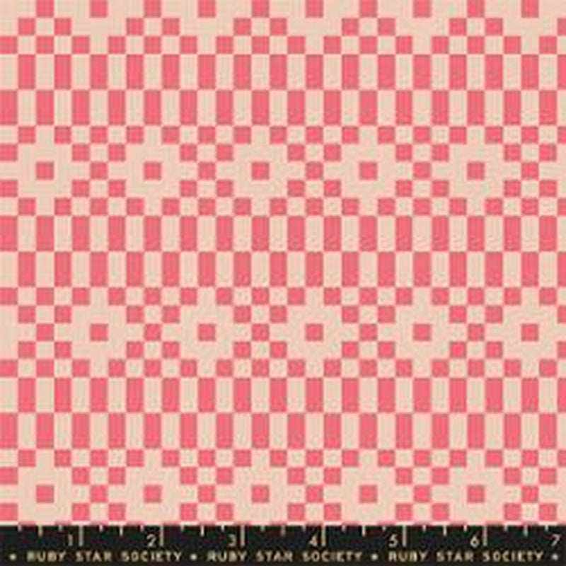 Lofi Linens - Bitmapped - Neon Coral