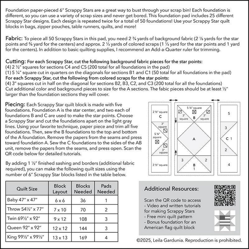 6" Scrappy Stars Foundation Papers by Leila Gardunia