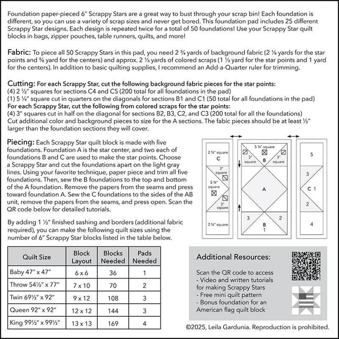 6" Scrappy Stars Foundation Papers by Leila Gardunia