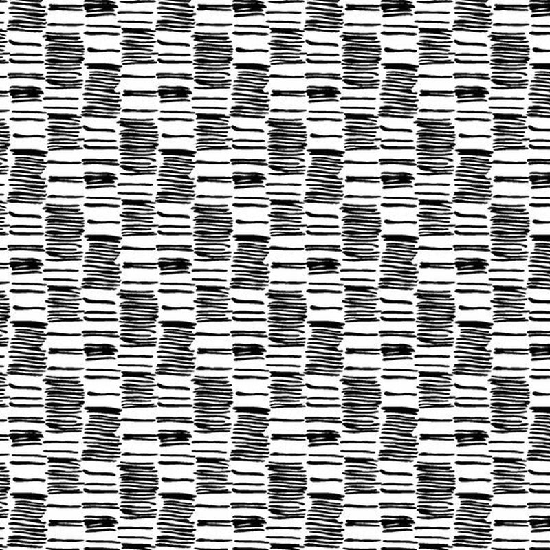 Andover Century Black on White Hatched Stripe