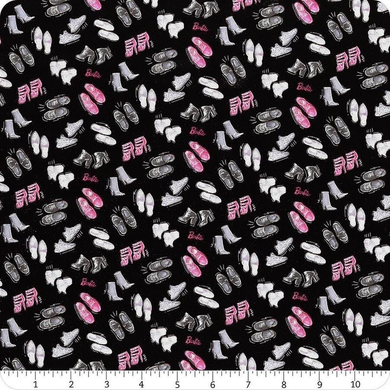 Barbie Girl - Shoes Black by Mattel for Riley Blake