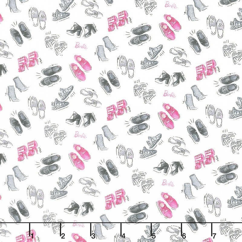 Barbie Girl - Shoes White by Mattel for Riley Blake