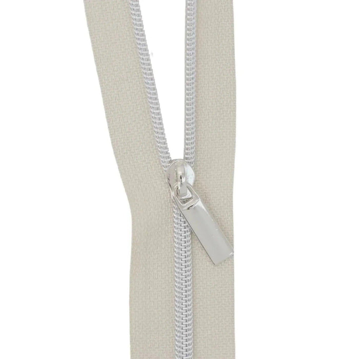 Beige Nylon Coil Zipper #3 - Nickel Finish