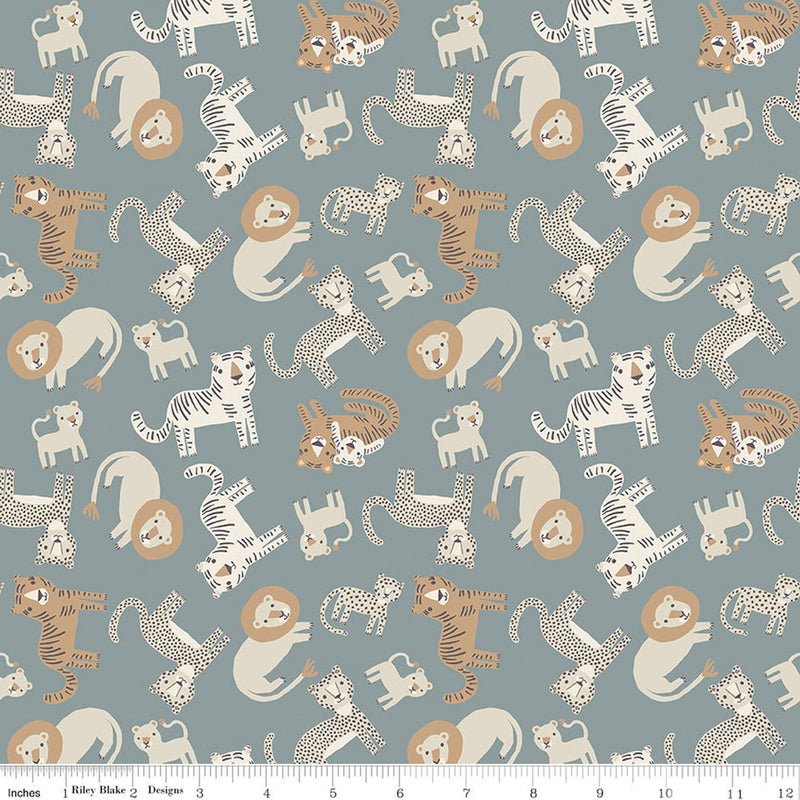 Leo & Savannah by Riley Blake - Animal Toss Blue