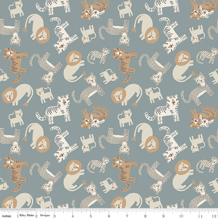 Leo & Savannah by Riley Blake - Animal Toss Blue