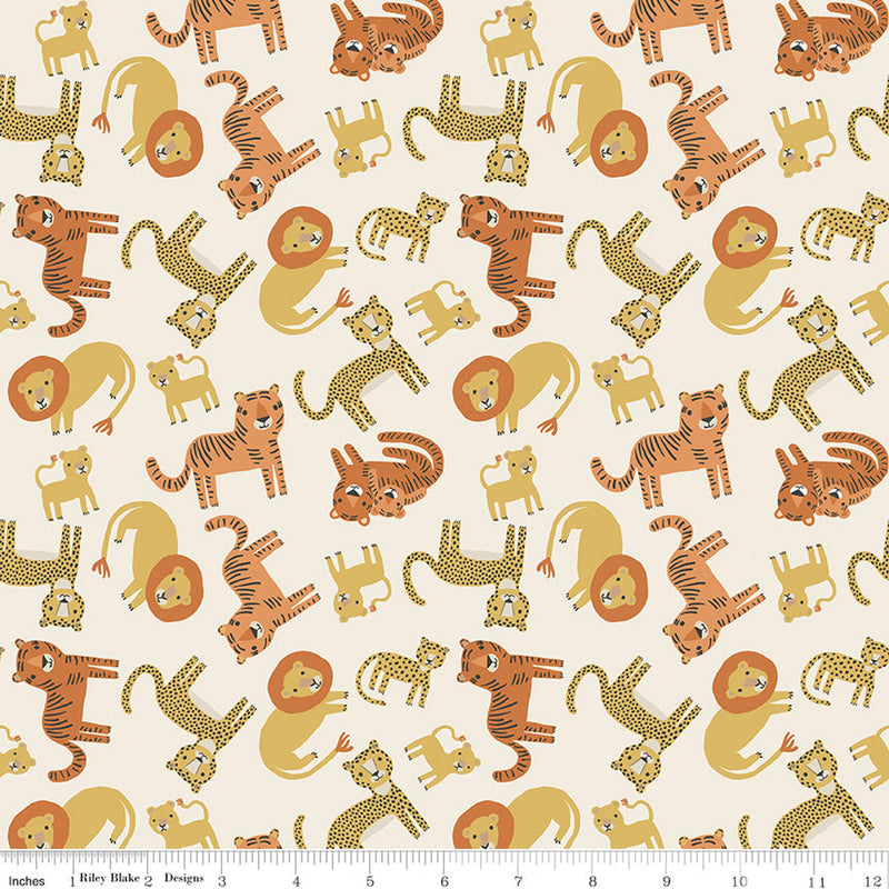 Leo & Savannah by Riley Blake - Animal Toss Cream