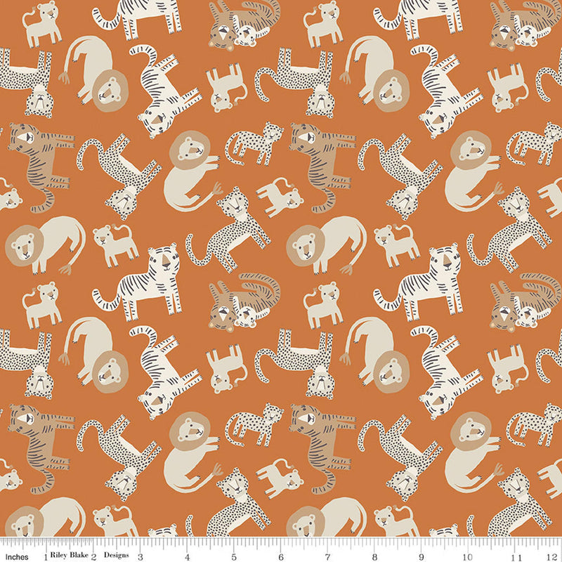 Leo & Savannah by Riley Blake - Animal Toss Orange
