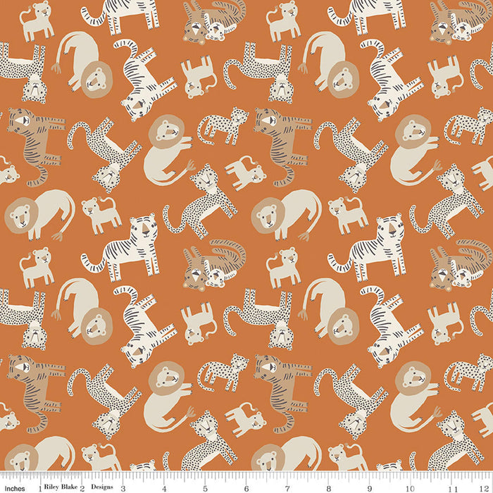 Leo & Savannah by Riley Blake - Animal Toss Orange