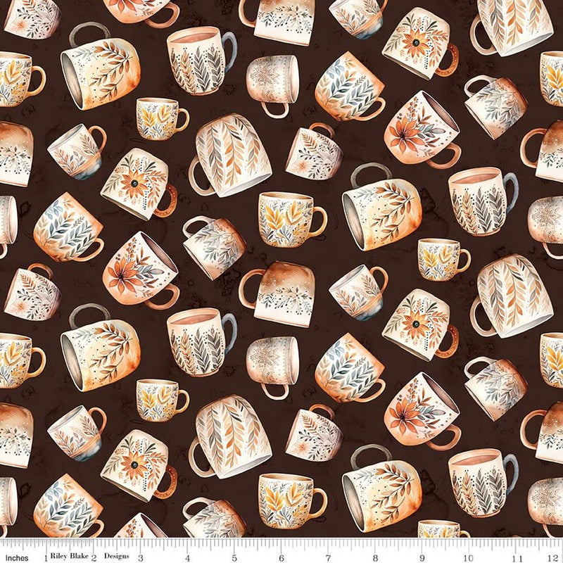 Coffee Time by Riley Blake - Coffee Mugs Brown