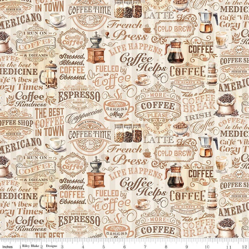 Coffee Time by Riley Blake - Text Cream