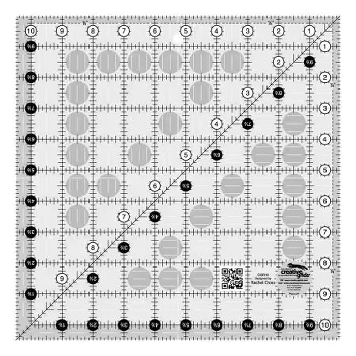 Creative Grids Quilt Ruler 10-1/2in x 10-1/2in Square