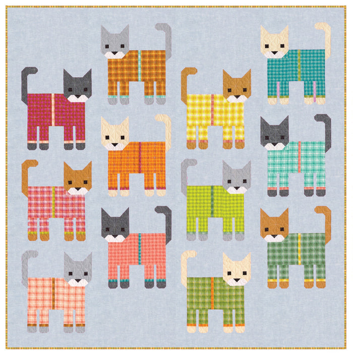 Cats in Pajamas Quilt Kit in Chambray