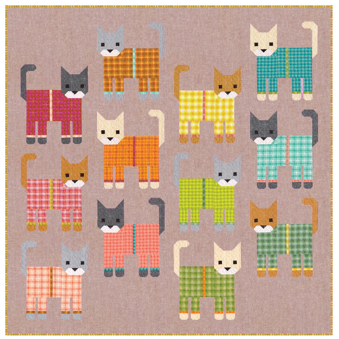 Cats in Pajamas Quilt Kit in Mocha