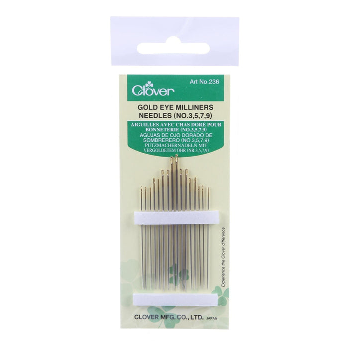 Clover Gold Eye Milliners Needles Size 3/9 16ct