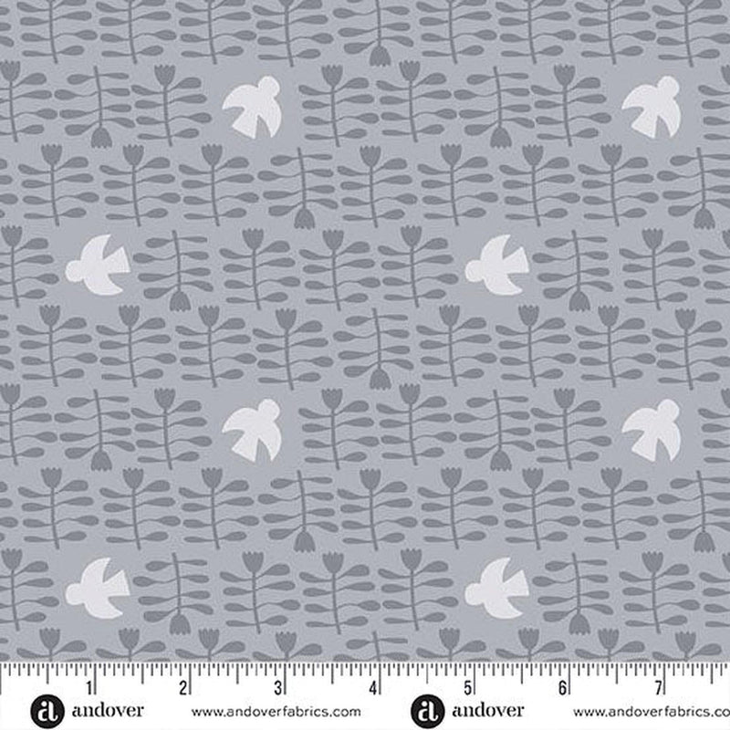 Conway Cottage by Karen Lewis Textiles - Amongst the Flowers: Grey