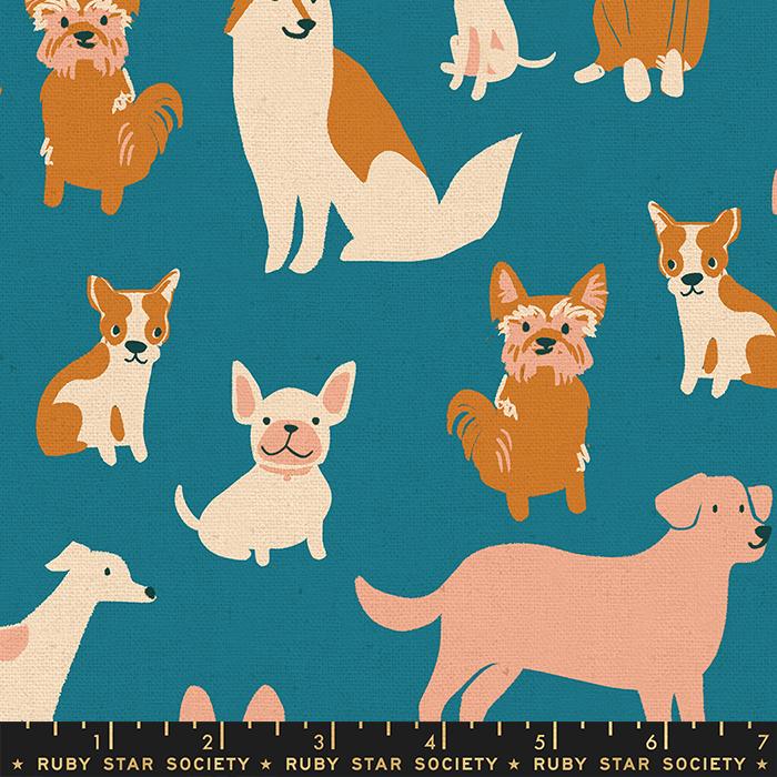 Dog Medley Canvas in Chambray