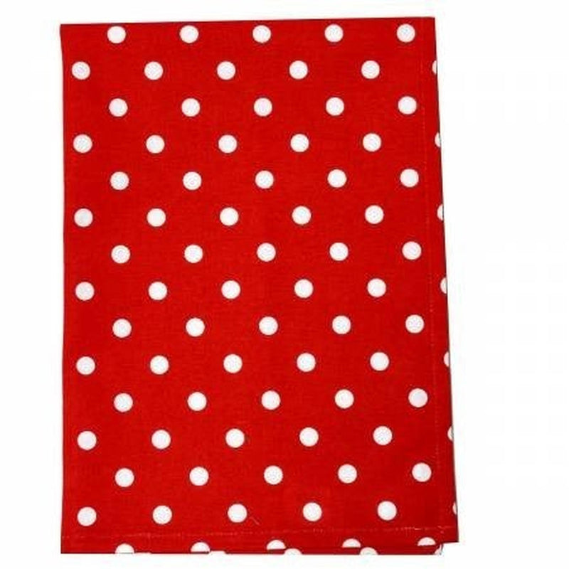 Dunroven House Tea Towel - Bright Red Polka Dots