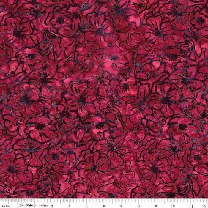 Expressions Batik Floral Reflections by Riley Blake - Cherry Chutney