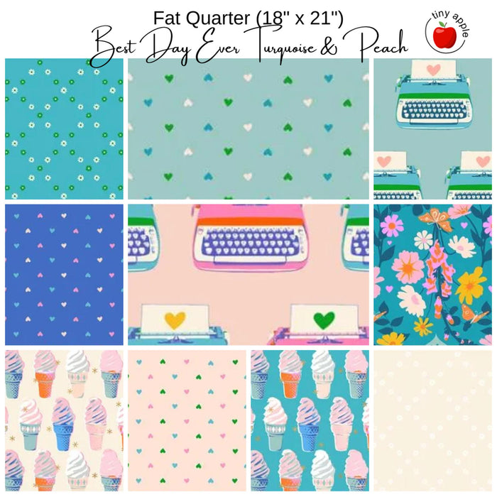 Fat Quarter Bundle (10) - Best Day Ever - Turquoise