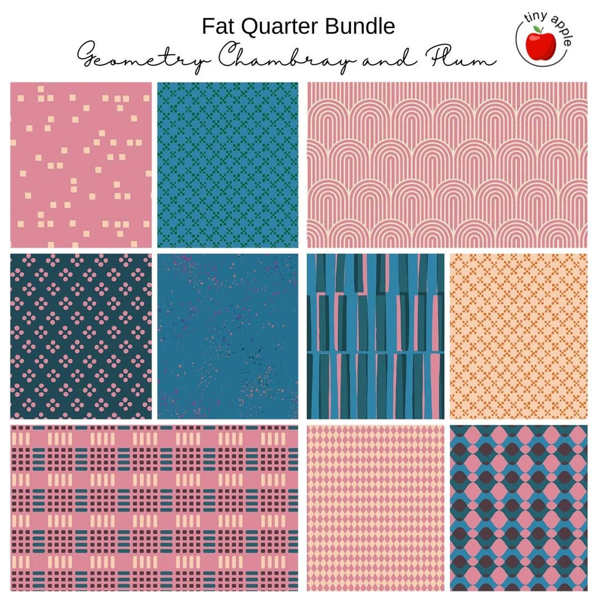Fat Quarter Bundle (10) - Geometry - Chambray and Plum — Gotham Quilts