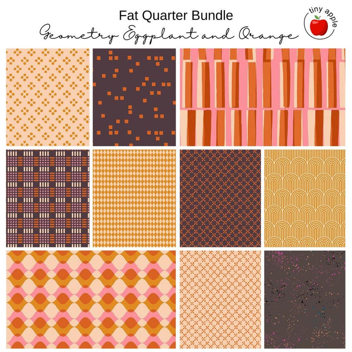 Fat Quarter Bundle (10) - Geometry - Eggplant and Orange