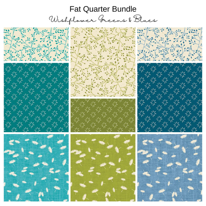 Fat Quarter Bundle (9) - Wishflower - Green and Blue