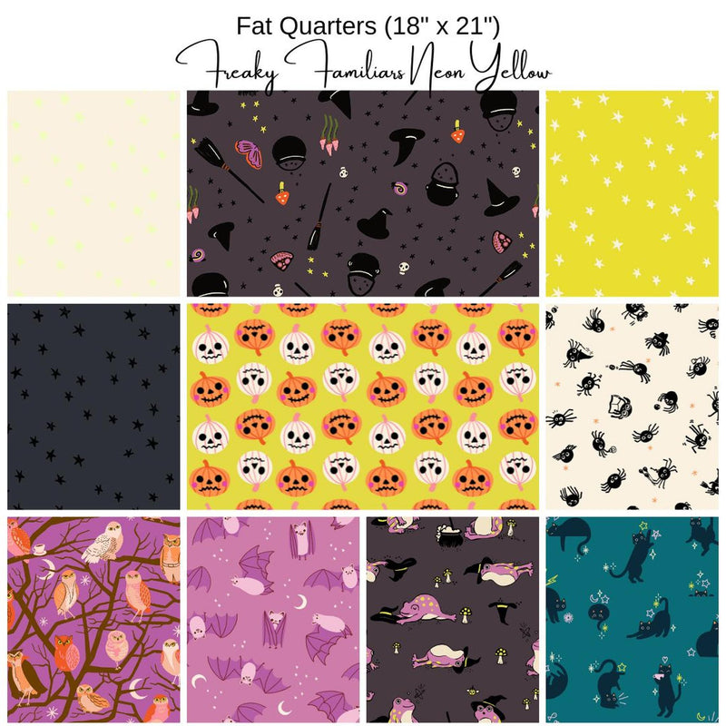 Fat Quarter Bundle (10) - Freaky Familiars - Neon Yellow