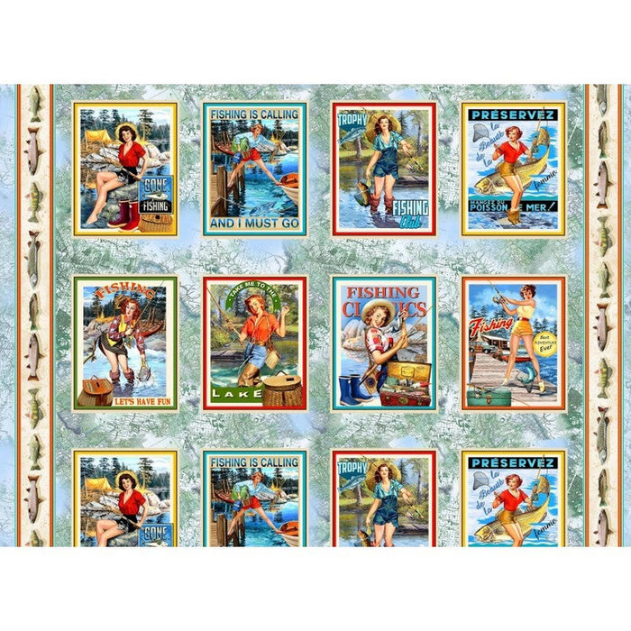 Girls Gone Fishing by Micheal Miller Fishing Lures Panel - Slate (24" x 36")