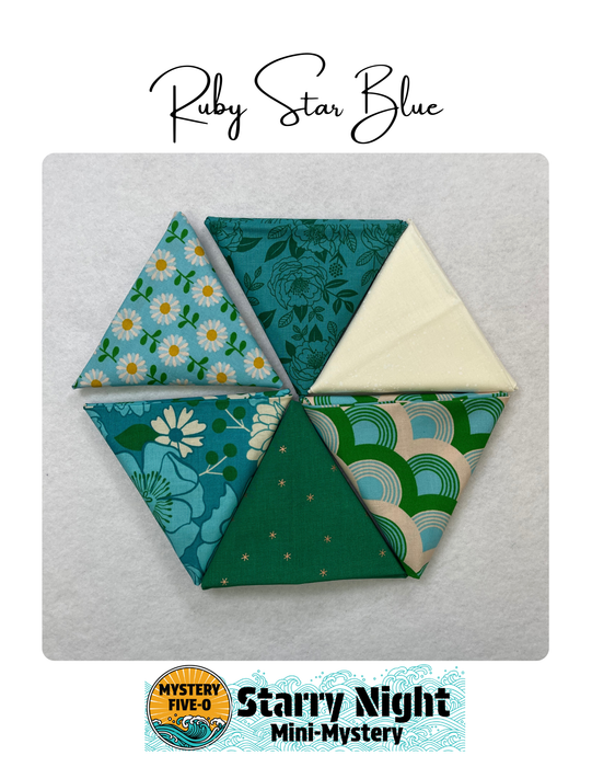 Mystery Five-0 Mini Mystery - Starry Night FQ bundle - Ruby Star Blue Floral