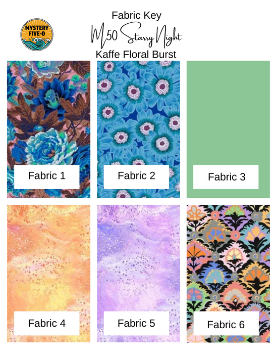 Mystery Five-0 Mini Mystery - Starry Night FQ bundle - Kaffe Garden Party