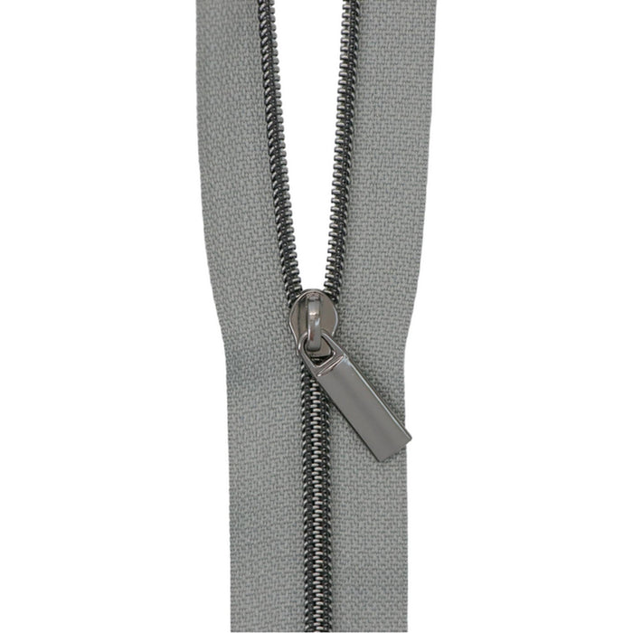 Grey Nylon Coil Zipper #3 - Gunmetal Finish