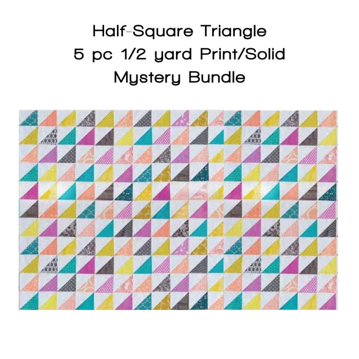 JULY PREORDER -- Half-Square Triangle 5pc Print/Solid Half Yard Mystery Bundle