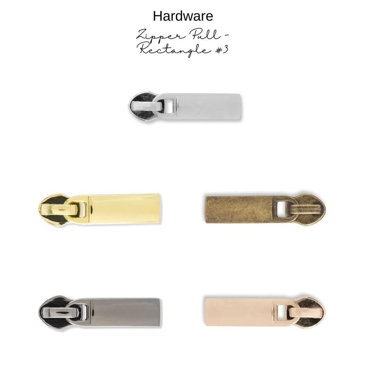 Rectangle Zip Puller Hardware: Rectangle Zipper Pull #3 Multiple Finishes | Gotham Quilts