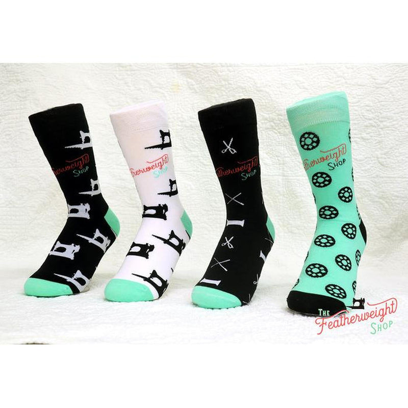 Quilt Socks, Black Singer Featherweights - Featherweight Shop Design