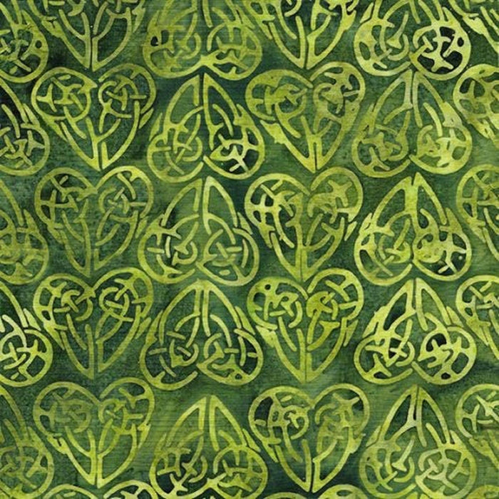 Island Batik - Celtic Hearts-Green Gecko