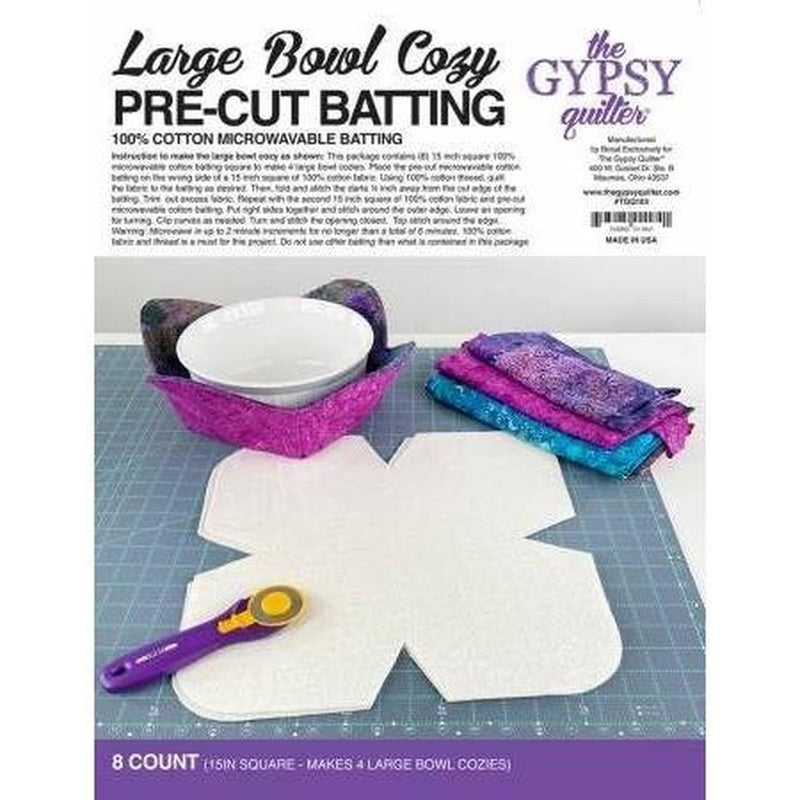 Large Bowl Cozy Pre-Cut Batting 8ct (15in Square - Makes 4 large bowl cozies)