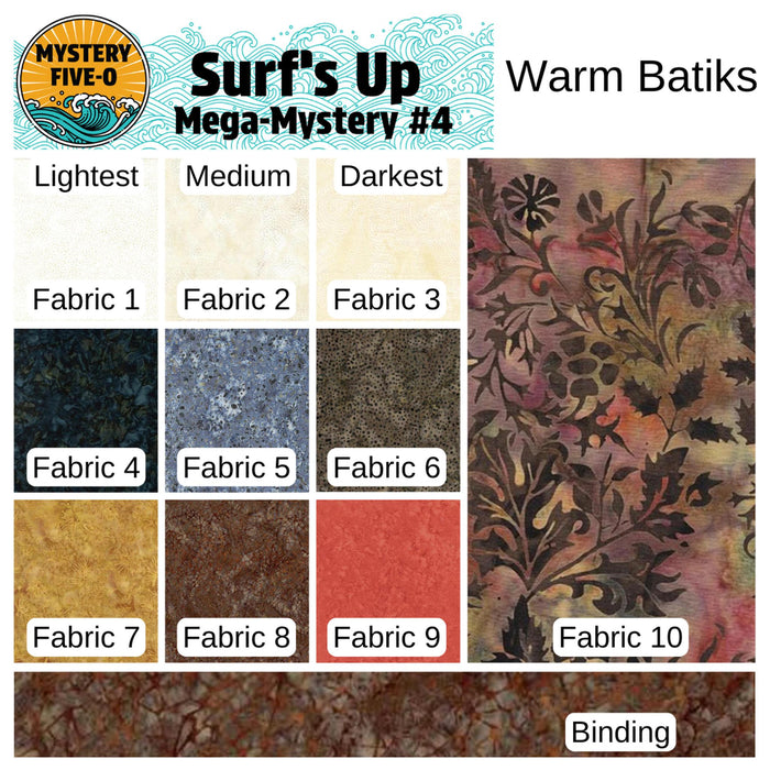 Mystery Five-0 - Surf's Up - Kit - Warm Batiks