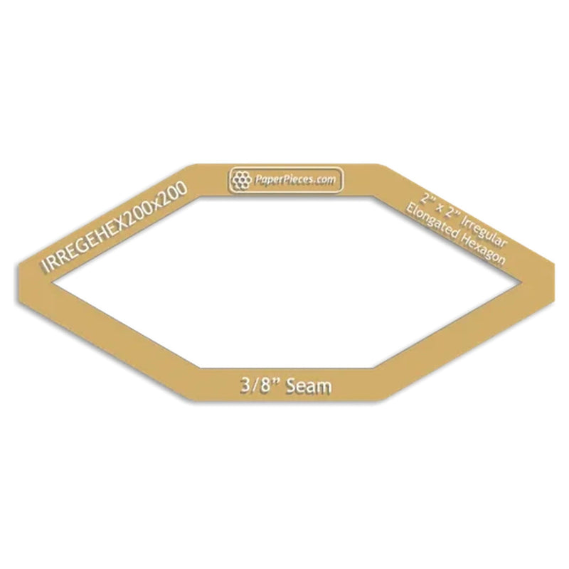 Paper Pieces: Elongated Hexagon 2" - Windowed Cutting Template
