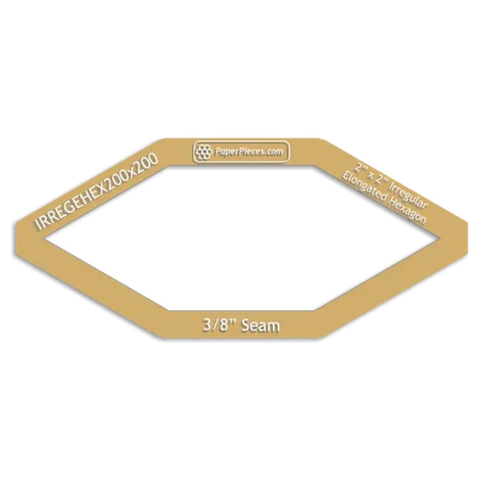 Paper Pieces: Elongated Hexagon 2" - Windowed Cutting Template